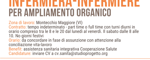 Studio Progetto Cooperativa Sociale seleziona infermiera – infermiere